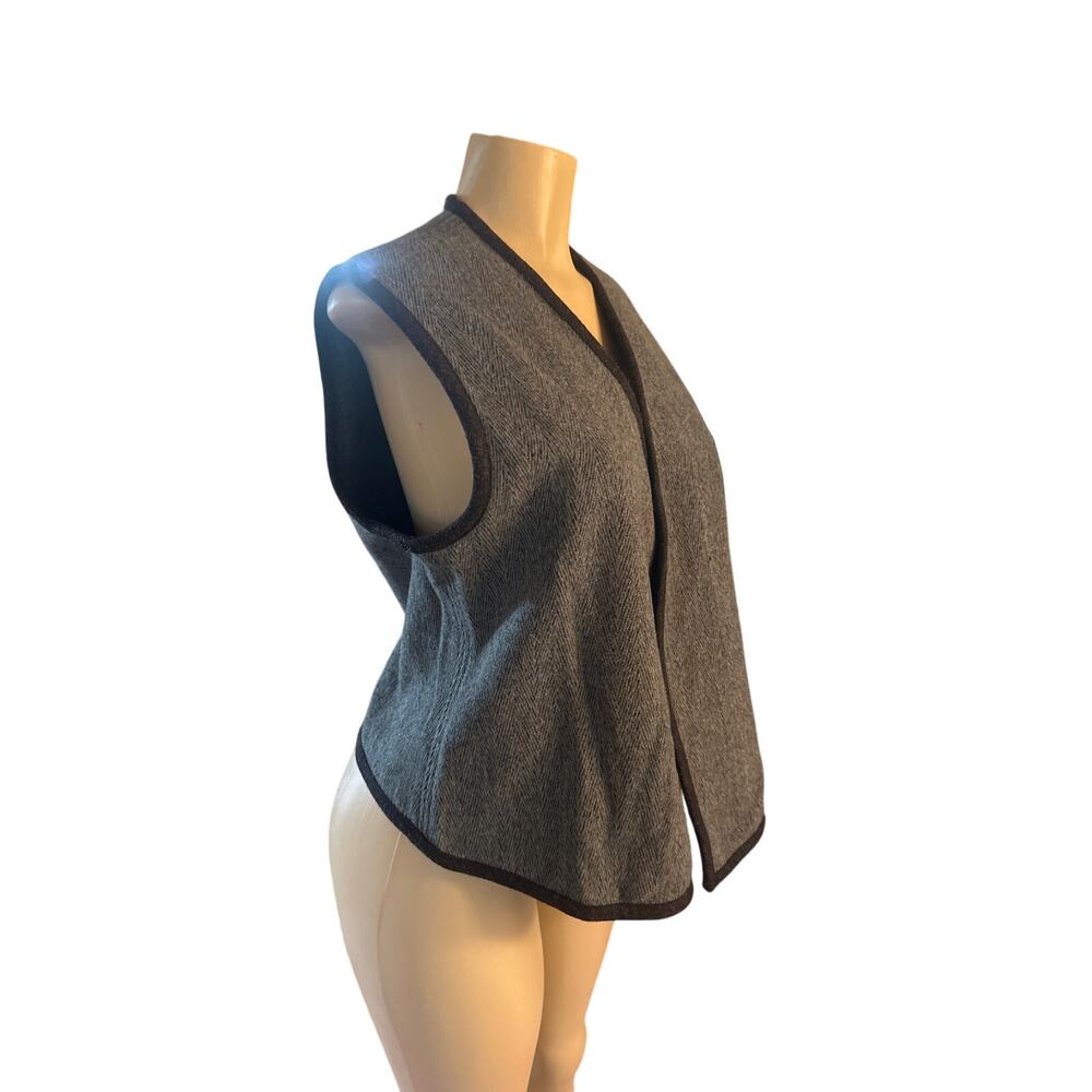 Vintage Women S Beppa 100% Pure Wool Sleeveless Cardigan Vest Green Open Front